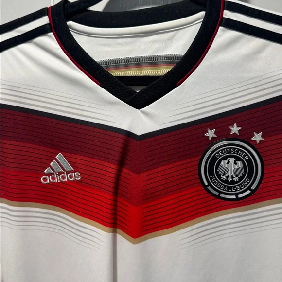 Adidas White Soccer Jersey with Red and Black Stripes - Picture 2 of 5